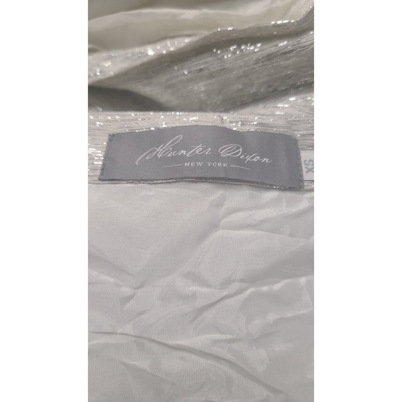 Y2K Hunter Dixon NYC Silver Silk/Linen Party Mini Dress XS - Picture 3 of 7